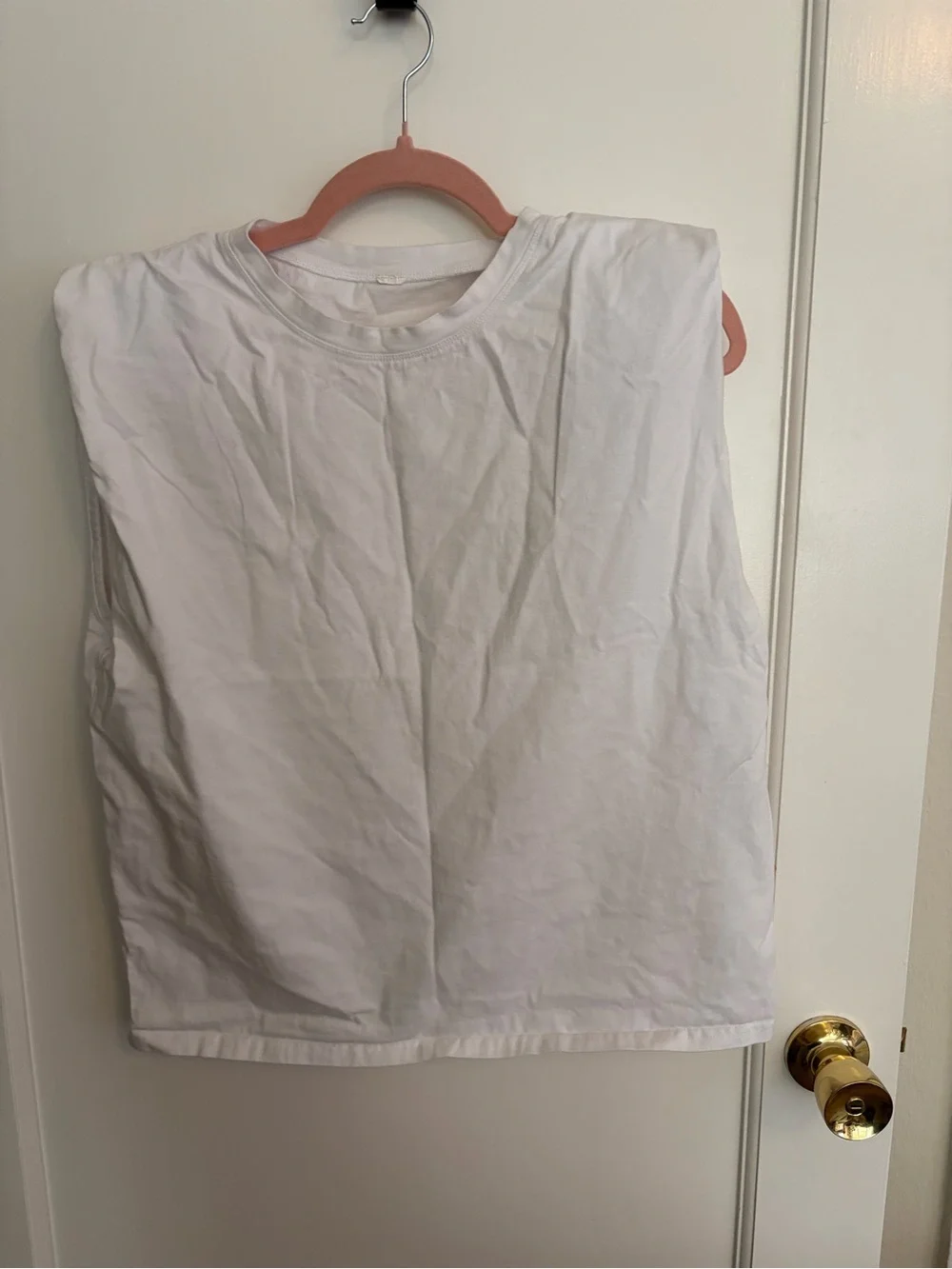 ALO Yoga White Muscle Tank with Crew Neck
